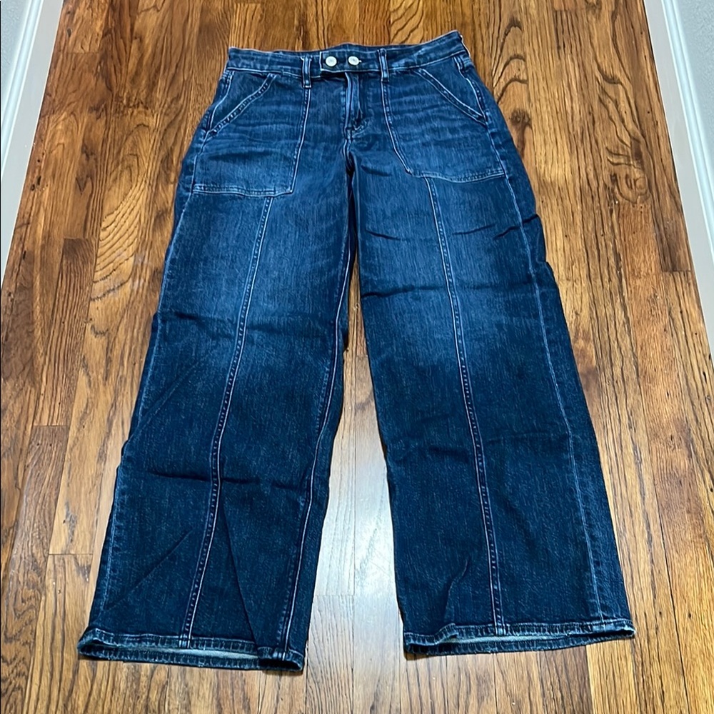 American Eagle Dreamy Drape Stretch High Waisted Wide Leg Jeans - 4 Short